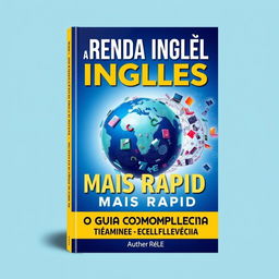 A visually captivating e-book cover for 'Aprenda Inglês 5x Mais Rápido: O Guia Completo para Fluência'