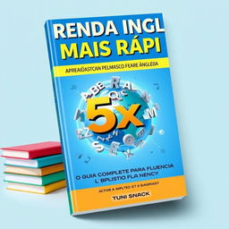 A visually captivating e-book cover for 'Aprenda Inglês 5x Mais Rápido: O Guia Completo para Fluência'