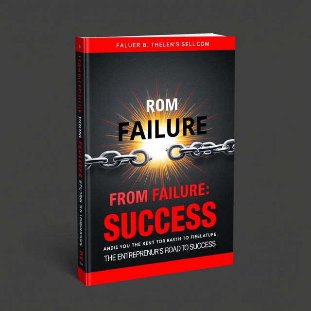 A dynamic and dramatic book cover design for "From Failure to Success: The Entrepreneur's Road to Success