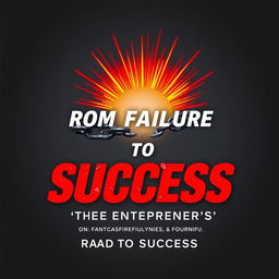 A dynamic and dramatic book cover design for "From Failure to Success: The Entrepreneur's Road to Success