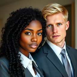 A handsome blonde man with blue eyes dressed in a suit and tie