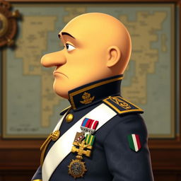 A side profile of a character resembling Gru from "Despicable Me", wearing an Italian military uniform