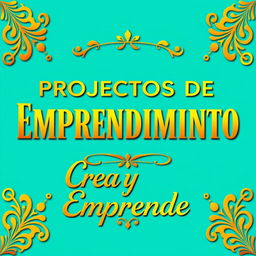 A banner featuring the title 'Proyectos de Emprendimiento Crea y Emprende' prominently displayed in a luxurious golden font