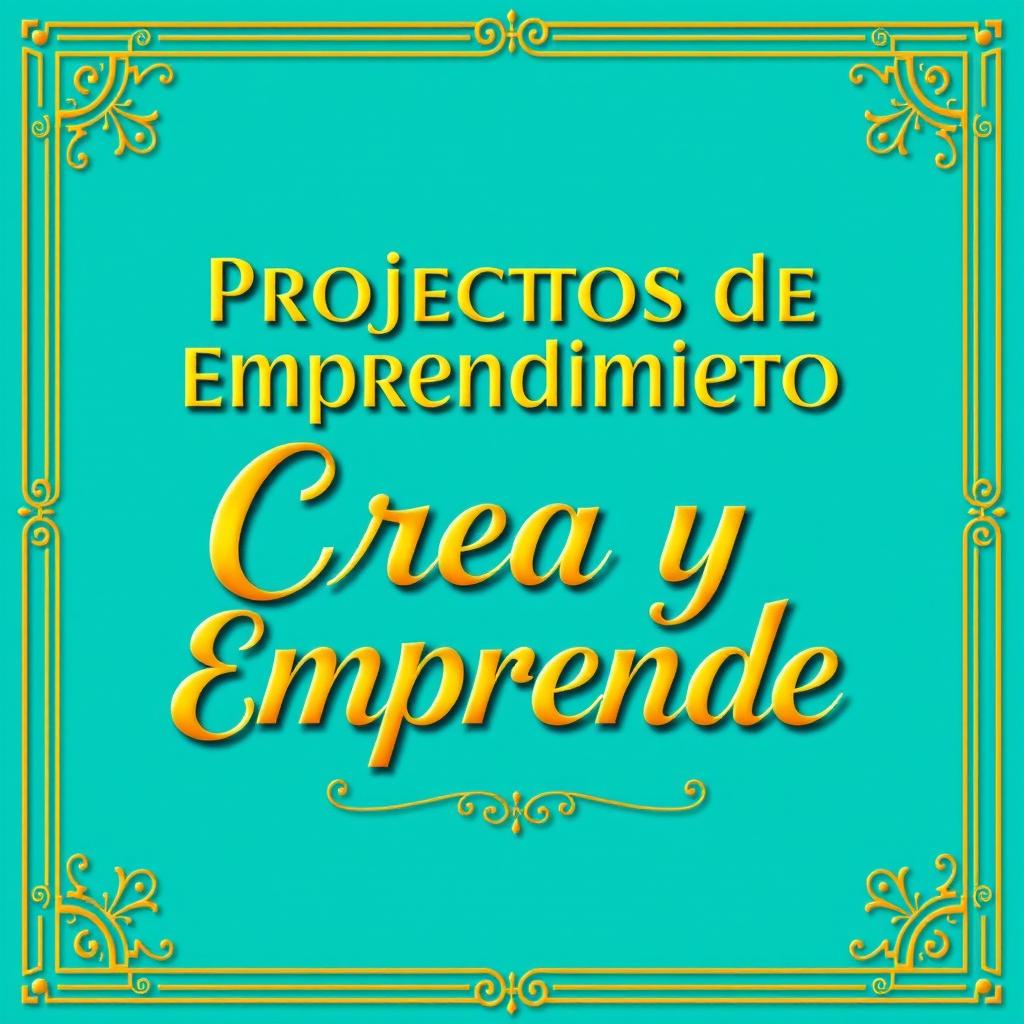 A banner featuring the title 'Proyectos de Emprendimiento Crea y Emprende' prominently displayed in a luxurious golden font