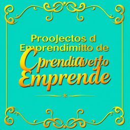 A banner featuring the title 'Proyectos de Emprendimiento Crea y Emprende' prominently displayed in a luxurious golden font