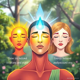 A vibrant and uplifting illustration depicting three physical changes that symbolize spiritual awakening