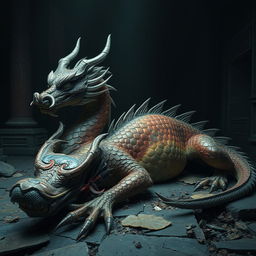 Fen, the majestic dragon from Guanyin Valley, lies in the depths of an ancient temple