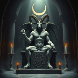 A majestic depiction of Baphomet, a mystical figure combining elements of both human and beast