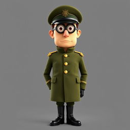 Gru from Despicable Me wearing an Italian military uniform, showcasing his tall and slender figure