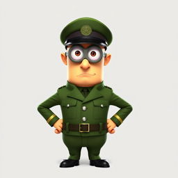 Gru from Despicable Me wearing a green military uniform