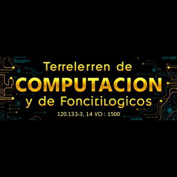 A horizontal banner promoting a 'Taller de Computación y de Fondos Tecnológicos', featuring bold golden letters for the text