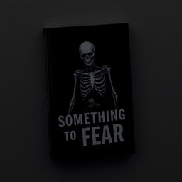 Book cover design for 'Something to Fear', featuring all black letters and a detailed black zombie with missing pieces