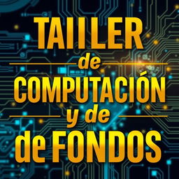 A horizontal banner promoting a 'Taller de Computación y de Fondos', featuring bold golden lettering