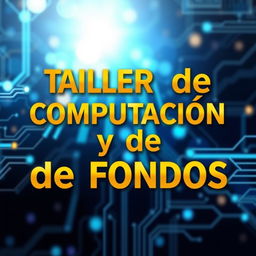 A horizontal banner promoting a 'Taller de Computación y de Fondos', featuring bold golden lettering