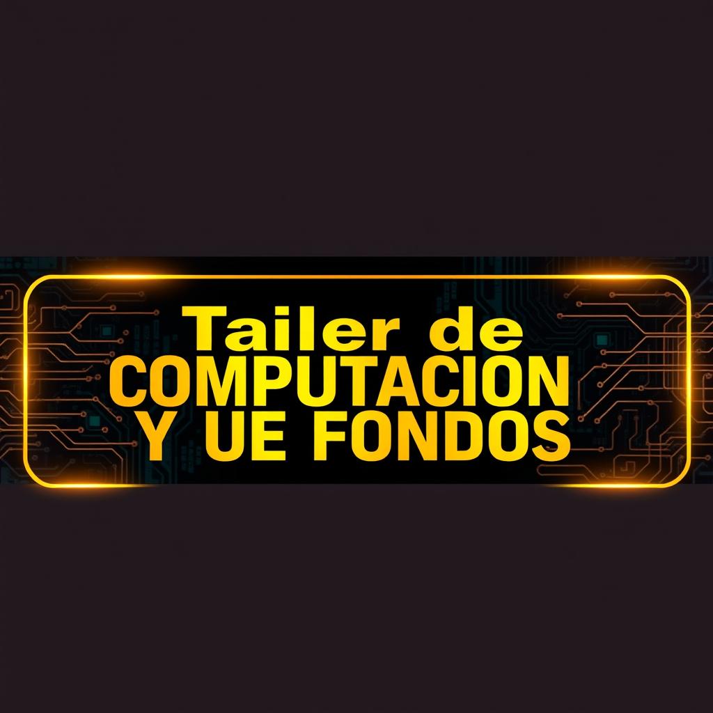 A horizontal banner promoting a 'Taller de Computación y de Fondos', featuring bold golden lettering