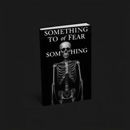 Book cover design for 'Something to Fear', featuring all black letters and a detailed skeleton at the center