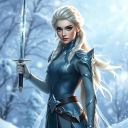 A majestic depiction of Elsa reimagined as a wonder eladrin fencer