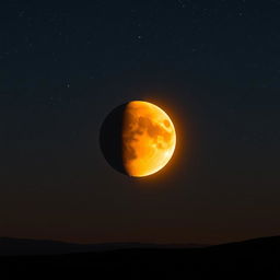 A captivating scene of a lunar eclipse in progress, with the moon partially shadowed creating a mesmerizing display of celestial beauty