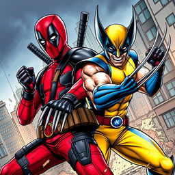 Deadpool and Wolverine in an action-packed movie poster