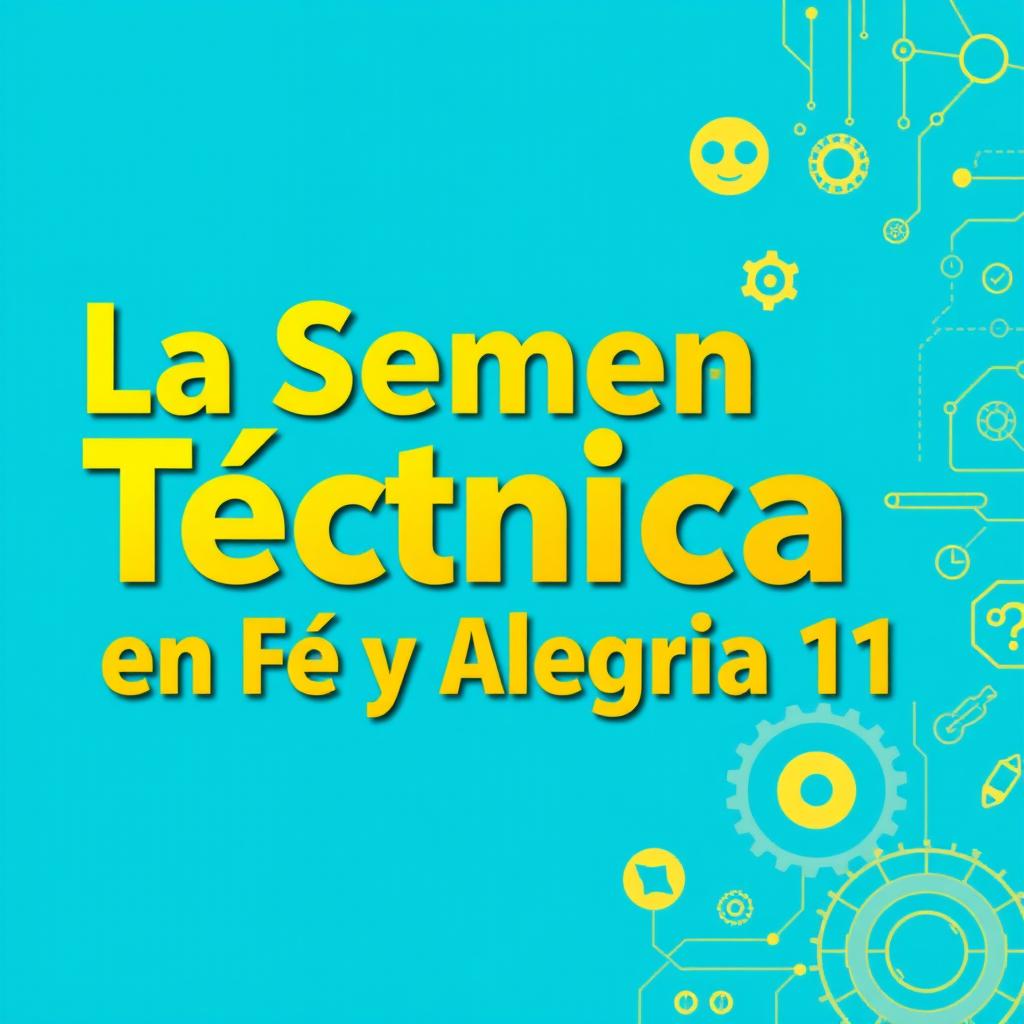 A horizontal banner promoting 'La Semana Técnica en Fe y Alegría 11', featuring golden lettering for the text