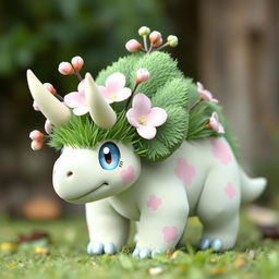 A grass-type Pokémon resembling a baby triceratops