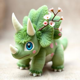 A grass-type Pokémon resembling a baby triceratops