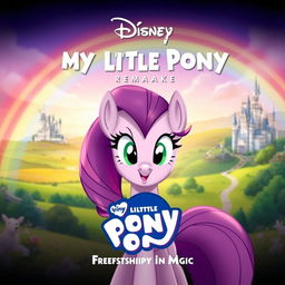 A Disney poster for the remake of "My Little Pony: Friendship Is Magic," featuring the beloved character Twilight Sparkle in a prominent and enchanting pose