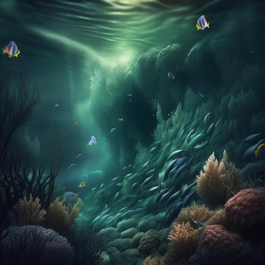 Modify the captivating book cover, adding a mystical underwater landscape at the lower half where elegant mermaids are swimming among the corals and marine life beneath the turbulent ocean surface of the battle scene.