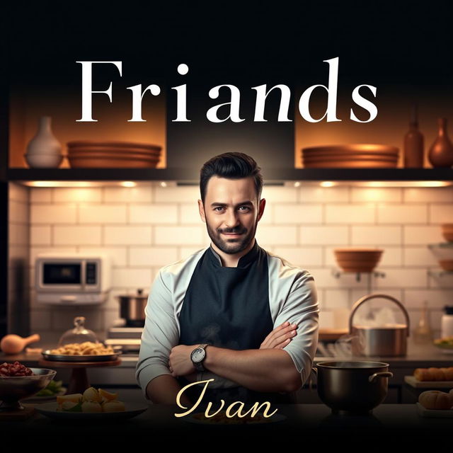 a modern series poster featuring the character Ivan, styled as a charismatic and confident gourmet chef