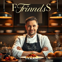 a modern series poster featuring the character Ivan, styled as a charismatic and confident gourmet chef