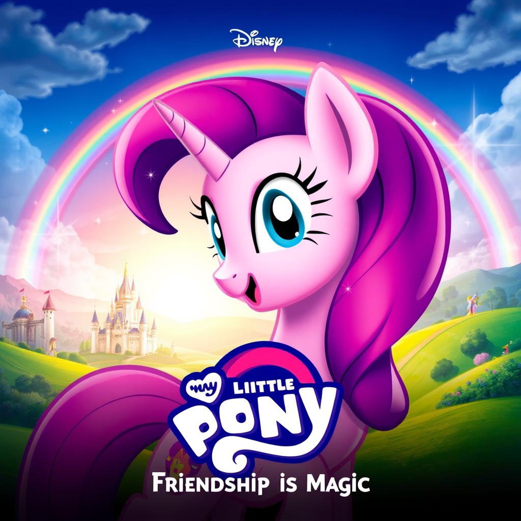 A captivating Disney-style poster for "My Little Pony: Friendship Is Magic" showcasing the character Twilight Sparkle at the center