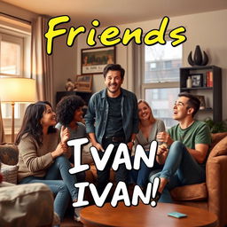 a series poster featuring the character Ivan, styled as a fun and charismatic individual among a group of friends