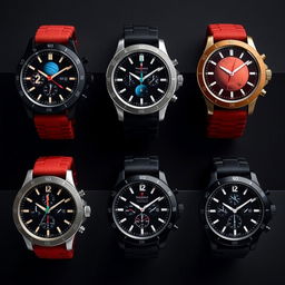 A collection of wristwatches designed for young men, inspired by the Moonswatch planets collection