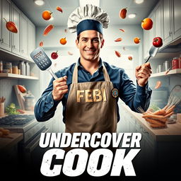 A thrilling and humorous movie poster for "Undercover Cook," showcasing the blend of comedy and action