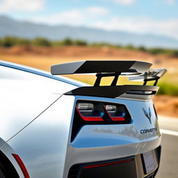 A Chevrolet Corvette C7 Z06 featuring a prominent swan neck wing