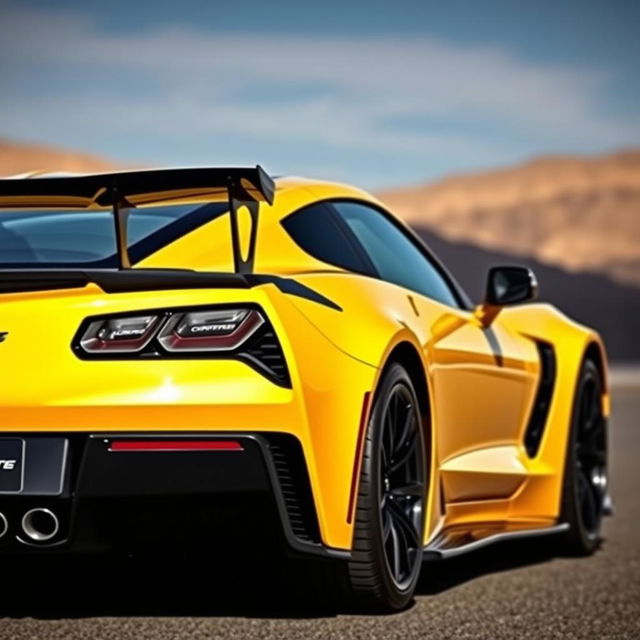 A Chevrolet Corvette C7 Z06 featuring a prominent swan neck wing