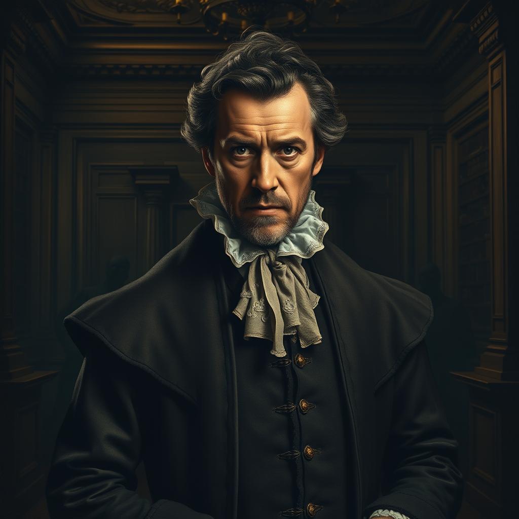 A richly detailed, painterly movie poster in the style of the Dutch Golden Age, portraying Cornelis de Graeff with a serious, focused expression