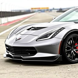 C7 Z06 Corvette with GT3-style vented front fenders, showcasing aggressive aerodynamics and sleek design, in a high-performance automotive setting