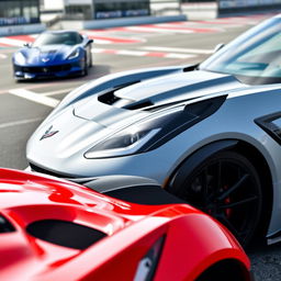 C7 Z06 Corvette with GT3-style vented front fenders, showcasing aggressive aerodynamics and sleek design, in a high-performance automotive setting