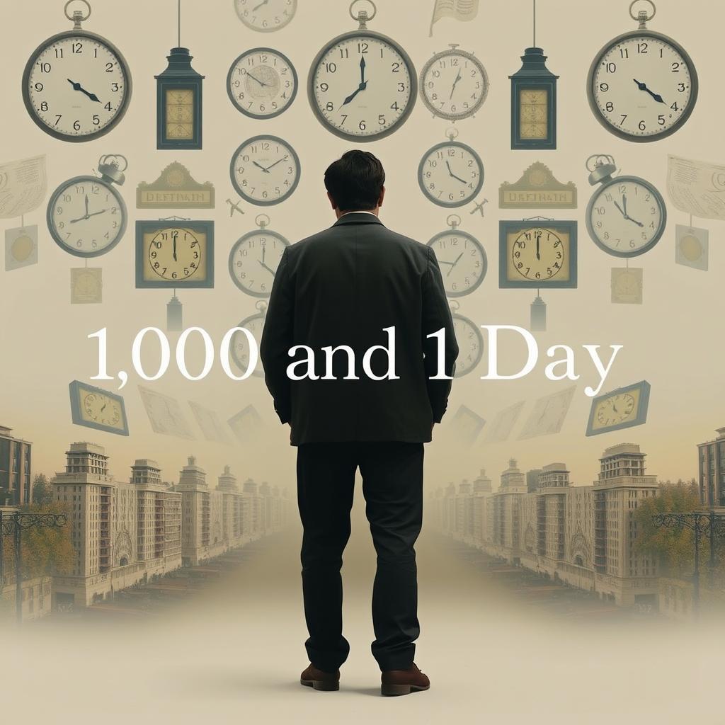 A compelling and introspective movie poster for the drama film "1,000 and 1 Day," which explores the life of a man reliving the same day repeatedly