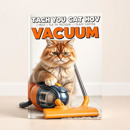 An instructive book cover designed to help readers teach their cats how to vacuum