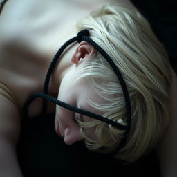 A blonde woman with short hair, lying face down, with her face hidden from view