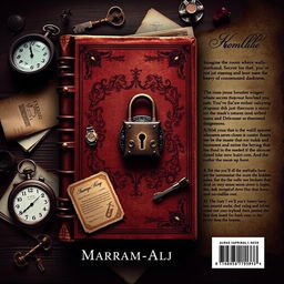 Create a novel cover design featuring a vintage journal with a lock in the center, symbolizing secrets and hidden truths