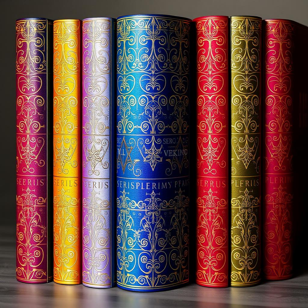A visually cohesive and enchanting book spine design for a 5-book series