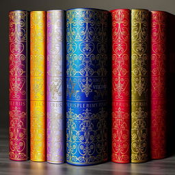 A visually cohesive and enchanting book spine design for a 5-book series