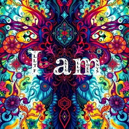 A stunning image that encapsulates the essence of "I am" with intricate patterns and vibrant colors, depicting a sense of self-discovery and personal identity