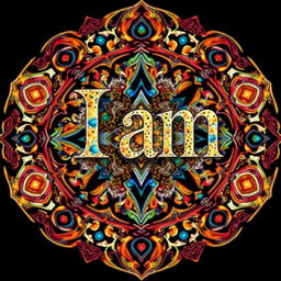 A stunning image that encapsulates the essence of "I am" with intricate patterns and vibrant colors, depicting a sense of self-discovery and personal identity