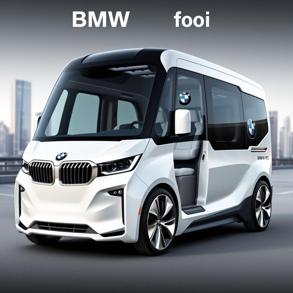 A futuristic and sleek BMW branded commercial vehicle, designed with a blend of elegance and utility