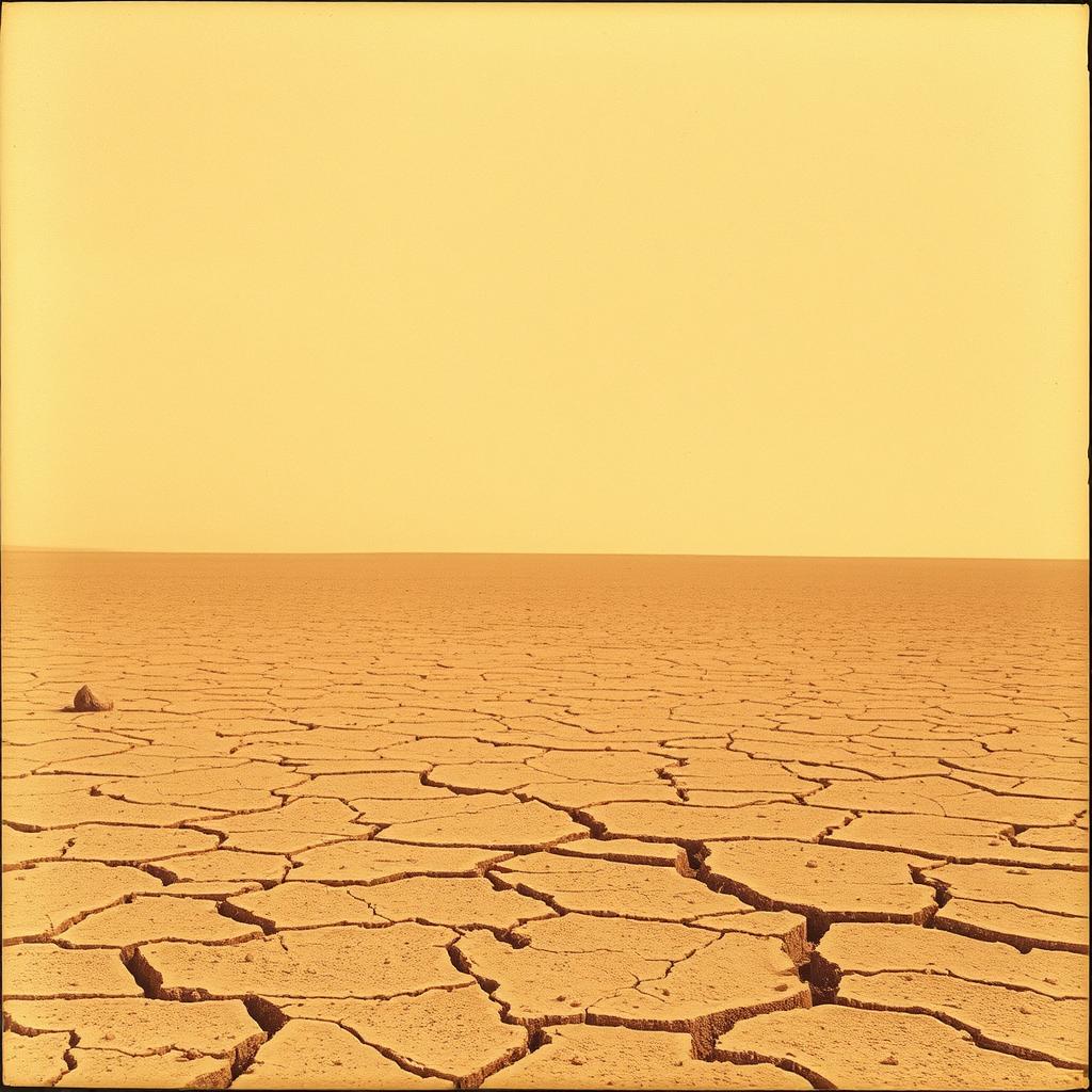 A vintage 1960s-inspired image of a barren land, evoking a sense of desolation and abandonment as if devoid of divine presence