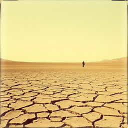 A vintage 1960s-inspired image of a barren land, evoking a sense of desolation and abandonment as if devoid of divine presence